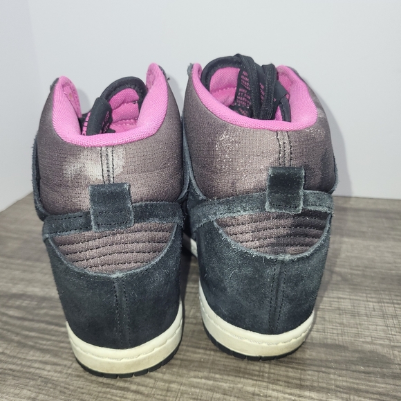 Nike Dunk Sky High Black Pink Camo Suede Sneakers 543258-001 Women's Size 7.5 - Picture 5 of 10
